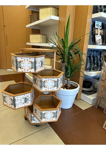 Ahşap Altıgen Sebzelik 5 Katlı Yana Açılır Patates Soğan Tekerlekli Sebzelik Deniz fiyatları