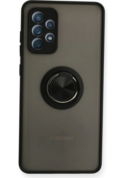 Bfs Samsung Galaxy A72 Kılıf Montreal Yüzüklü Silikon Kapak - Siyah