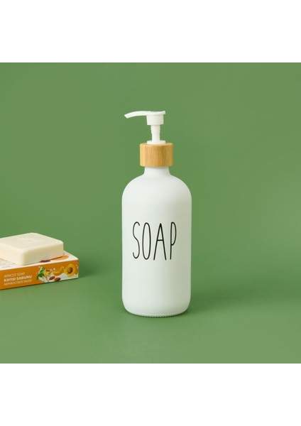 Cam Sıvı Sabunluk - Beyaz - 21 cm