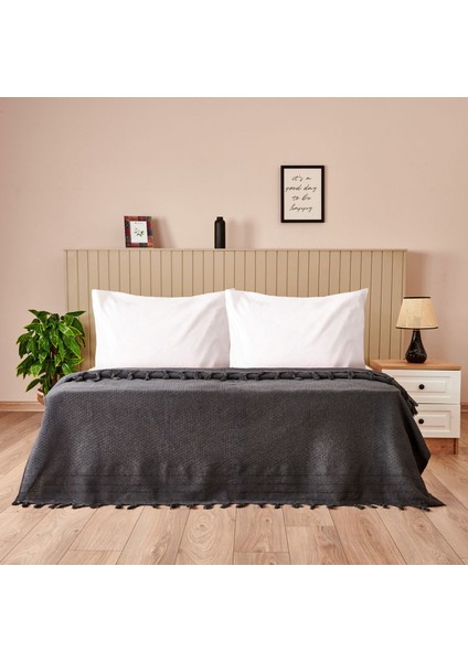 Soft Arven Çift Kişilik Yatak Örtüsü - Antrasit - 200X230 cm