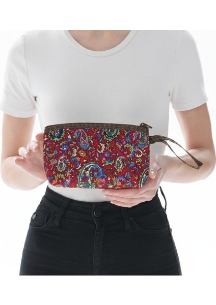 Iran Işi El Yapımı Etnik Desenli Fermuarlı Orta Boy Cüzdan