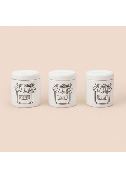 Home 25028 Almira 3'lü Baharatlık - Beyaz