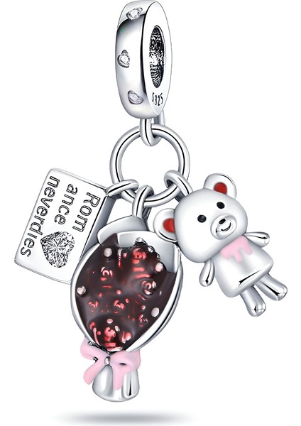 925 Ayar Gümüş Romantizm Asla Ölmez Ayıcık Charm