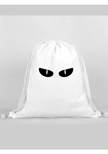 Göz Baskılı Sırt Çantası - Ip Büzgülü Spor Çanta