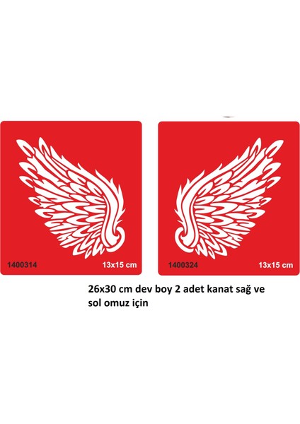 Dev Boy 2 Adet Kanat Sağ ve Sol Omuz Geçici Dövme Şablonu