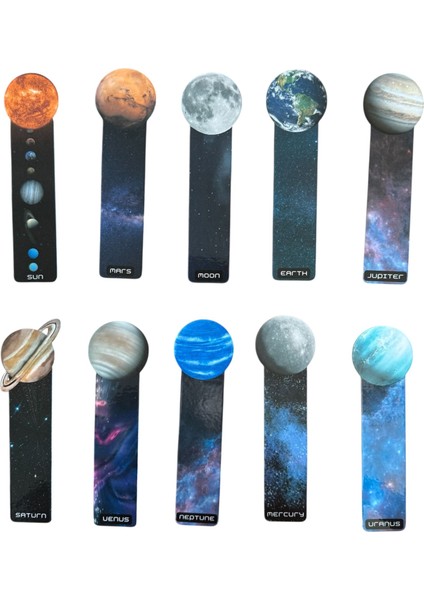 10 Adet Gezegenler Kitap Ayracı (15 Cm)