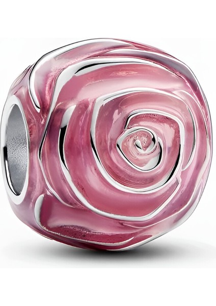 925 Ayar Gümüş Açan Pembe Çiçek Charm