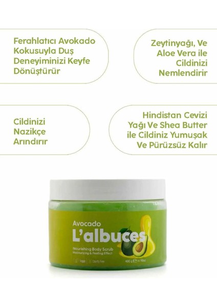 Avocado Body Scrub 400GR – Vegan, Temiz Içerikli, Avokado Kokulu Pürüzsüz Cilt Bakımı modelleri