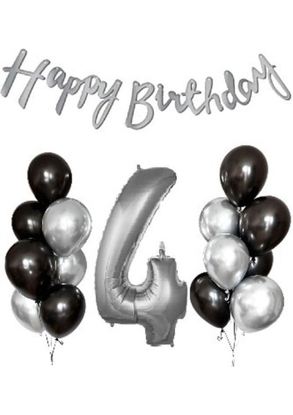 Siyah Gümüş Lateks Yaş Balon Seti