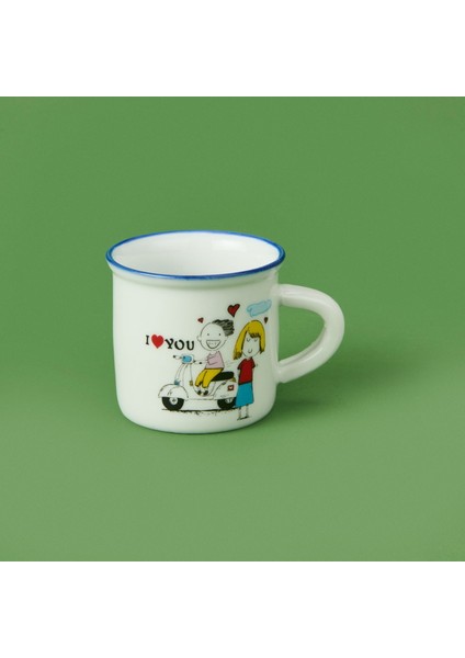 I Love You Desenli Türk Kahvesi Fincanı - Asorti - 80 ml