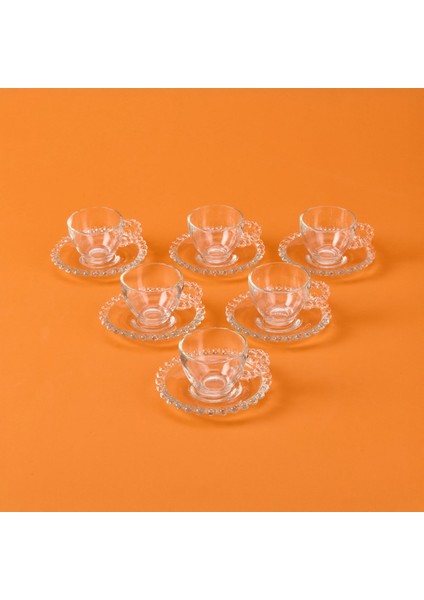 Home Bubbly 12 Parça Boncuklu Cam Kahve Fincanı - Şeffaf - 80 ml fiyatları