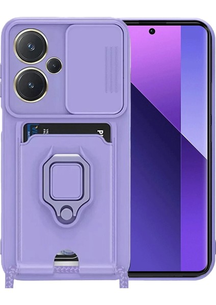 Bfs Xiaomi Redmi Note 13 Pro Plus Kılıf Zuma Kartvizitli Yüzüklü Silikon - Lila