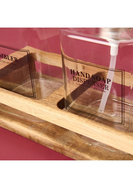 Cam 2'li Kare Sıvı Sabunluk Seti - Şeffaf / Siyah modelleri