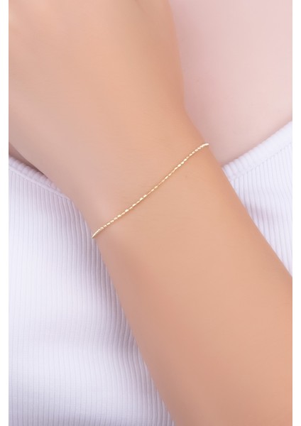 Italyan Serena 18 Ayar Sarı Altın Kaplama 19 cm Gümüş Zincir Bileklik fiyatları