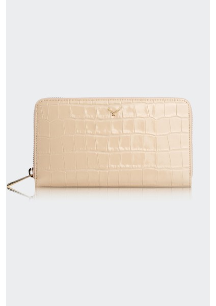 Hakiki Deri, El Yapımı, Kadın Cüzdan, Fermuarlı, 12 Kart Yuvası, 5110 Boz