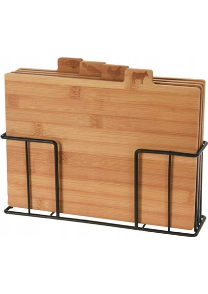 Houseware 4'lü Bambu Kesme Tahtası Seti - Kahverengi - 28X20X7 cm