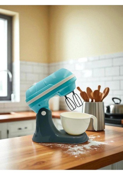 Kutulu Işıklı Pilli Büyük Mikser Kız Erkek Çocuk Oyuncak Eğitici Oyuncaklar Turkuaz Mavi Renk