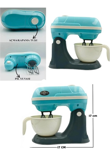 Kutulu Işıklı Pilli Büyük Mikser Kız Erkek Çocuk Oyuncak Eğitici Oyuncaklar Turkuaz Mavi Renk fırsatları