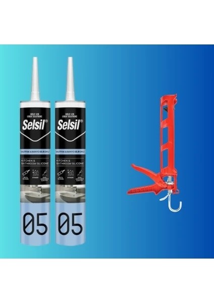 Küf Tutmaz Kararmaz Mutfak ve Banyo Silikonu Beyaz + Silikon Tabancası