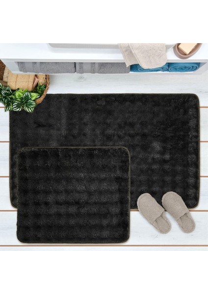 Soft Artos 2'li Banyo Paspası - Antrasit - 60X100 cm + 50X60 cm