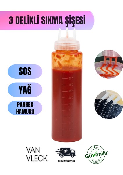 3 Ağızlı Sos ve Yağ Dökme Şişesi – 800 ml Şeffaf Pankek Hamur Kabı, Sızdırmaz Sosluk fiyatları