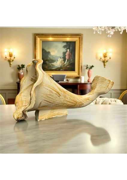 Dekoratif Polyester Akustik Gramofon Krem - Gold-Eskitme