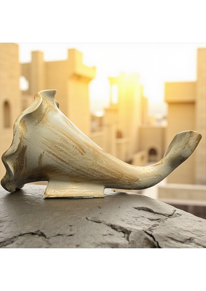 Dekoratif Polyester Akustik Gramofon Krem - Gold-Eskitme