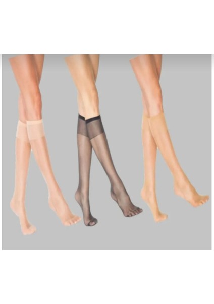 Diz Altı Tül Çorap 6'lı 20 Den 2 Siyah ,2 Ten ,2 Sahra