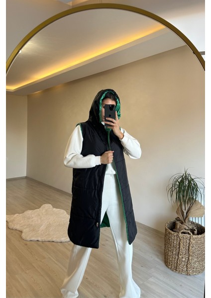 Kadın Çift Taraflı Kapüşonlu Şişme Yelek NM017 modelleri