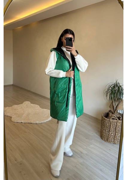 Kadın Çift Taraflı Kapüşonlu Şişme Yelek NM017 fırsatları