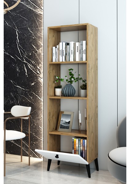 4 Raflı Kapaklı Modern Kitaplık -Ofis Dolabı – Fonksiyonel Depolama ve Düzenleme Ünitesi fiyatları