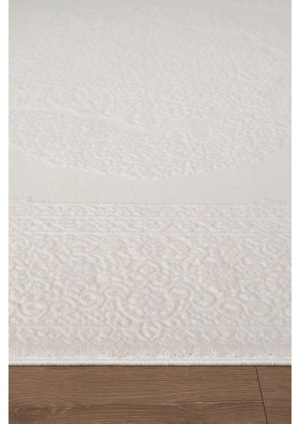 Indigo ID006W Beyaz Klasik Çerçeveli Desen Akrilik Iplik Tozuaz Pamuk Taban Salon Mutfak Halısı modelleri