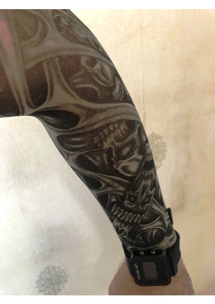 Çift Kol Giyilebilir Dövme Iskelet Desenler Tattoo Sleeve