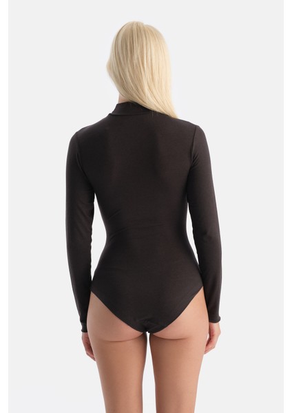 Koyu Kahve 5018KC Modal Kaşmir Uzun Kollu Balıkçı Yaka Bodysuıt fiyatları