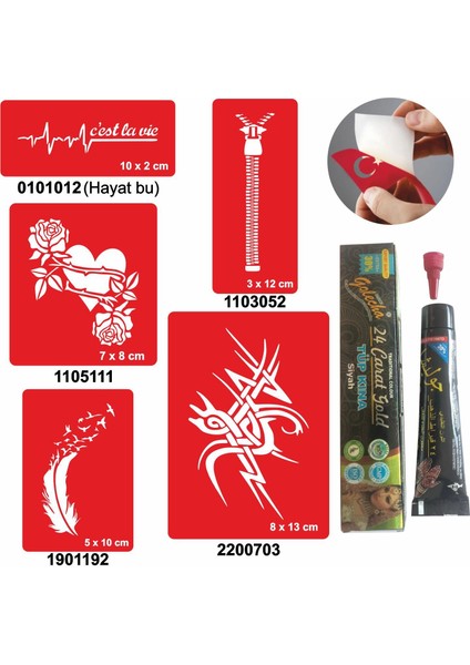 Örtücü Desenleri Hint Kınası ile Geçici Dövme Yapma Seti