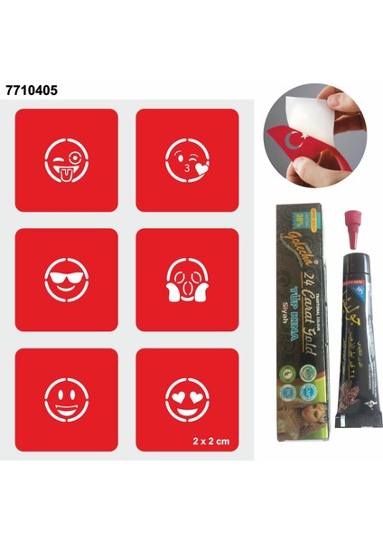Sevimli Emojiler Hint Kınası ile Geçici Dövme Yapma Seti