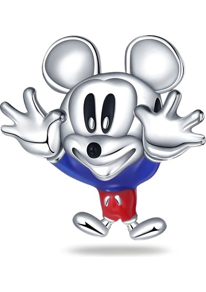 925 Ayar Gümüş Mickey'nin Neşeli Selamı Charmı