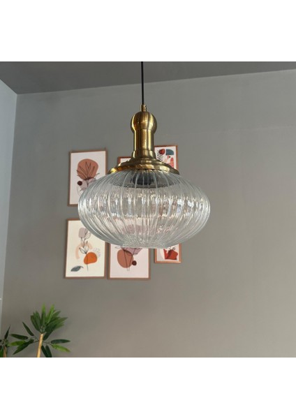 Elegant Cam Şeffaf Avize Eskitme Tokmak Başlık Sarkıt Lamba Restoran Salon Aydınlatma