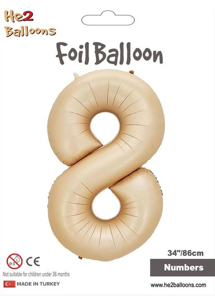 8 Rakam Karamel Folyo Balon 34"