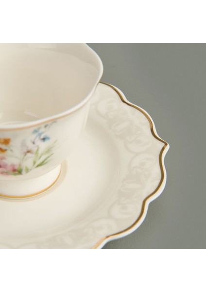 Valeria Çiçekli 6'lı Kahve Fincanı - Beyaz / Sarı modelleri