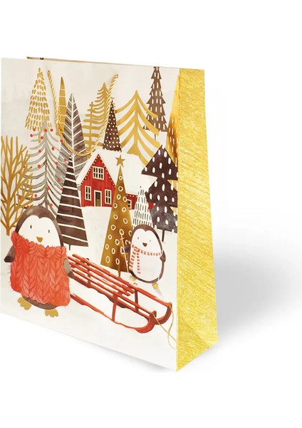 Yılbaşı Varak Baskılı Lüks Karton Çanta 31X40 - Snow