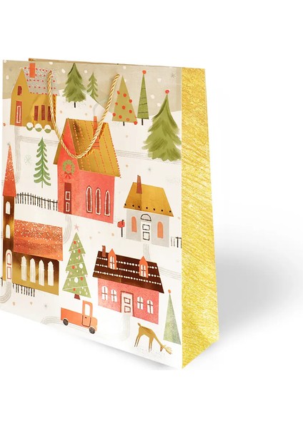 Yılbaşı Varak Baskılı Lüks Karton Çanta 31X40 - Snow modelleri