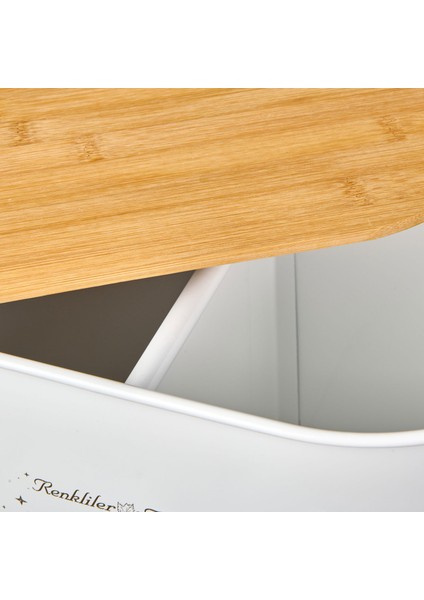 Bath 2 Bölmeli Ahşap Kapaklı Metal Deterjan Kutusu - Beyaz - 12 Lt modelleri