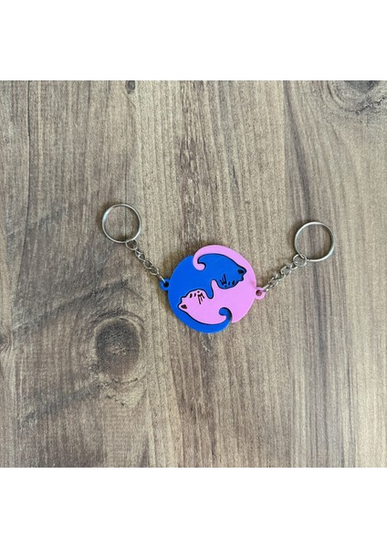 Çift Anahtarlık - 2li Kedi Anahtarlık - Kedi Anahtarlık (Pembe Mavi) modelleri