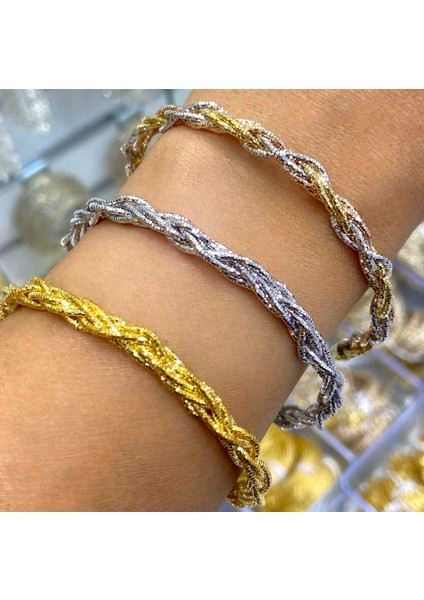 925 Ayar Gümüş Kalın Örgü Italyan Bileklik