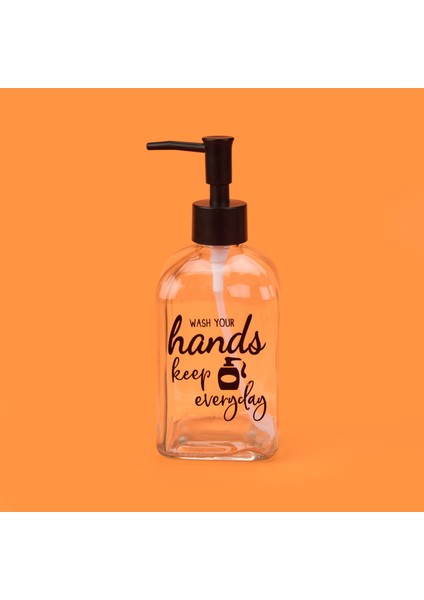 Motto Temalı Cam Sıvı Sabunluk - Şeffaf