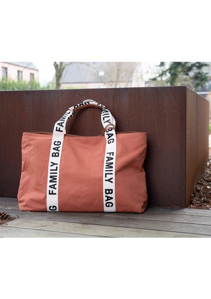 Family Bag Signature Kiremit Kanvas Anne Bebek Bakım Çantası
