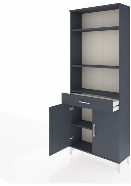 Arges Dolap 4 Raflı Tek Çekmeceli 2 Kapaklı 88X30X221 Antrasit-Antrasit fırsatları