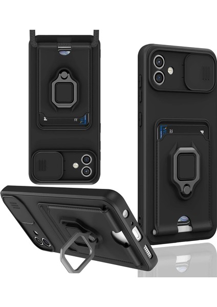 Bfs Samsung Galaxy A06 Kılıf Zuma Kartvizitli Yüzüklü Silikon - Siyah