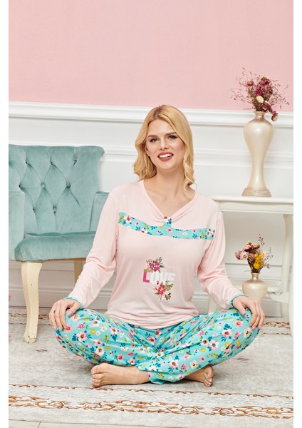 Bayan Uzun Kollu Pijama Takımı Model No 7593